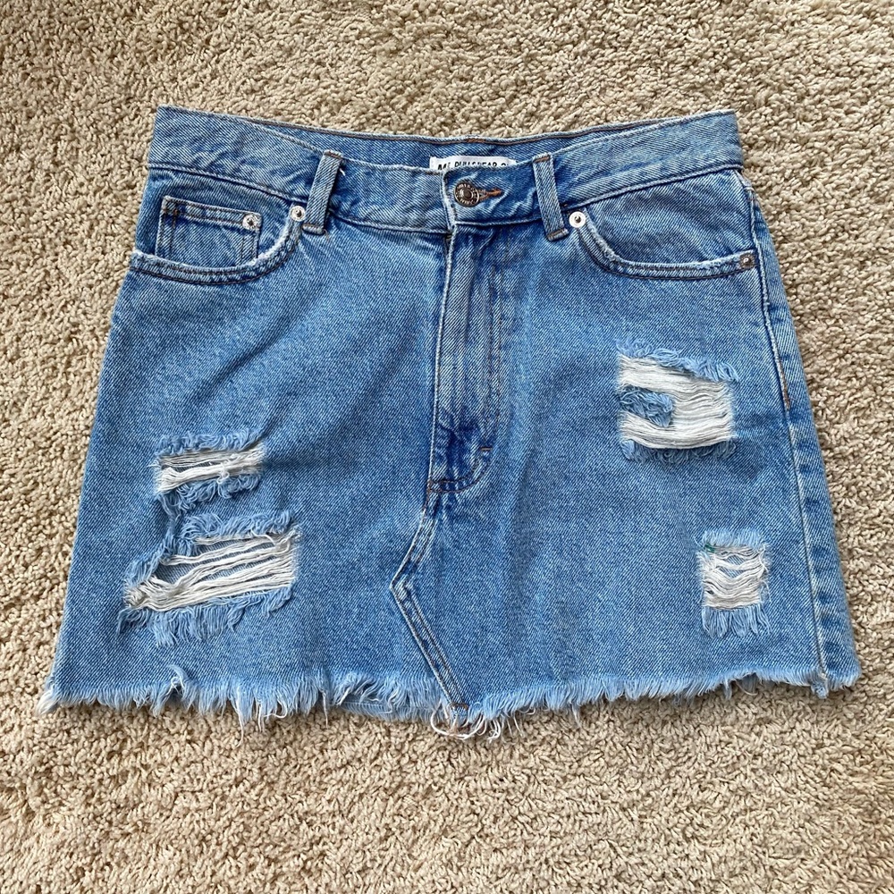 Pull & Bear Jean Skirt Mini Distressed 28